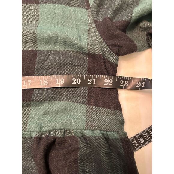 NWT American Eagle Baby Doll Cut Green Buffalo Check Long Sleeve Flannel Top - Picture 7 of 11